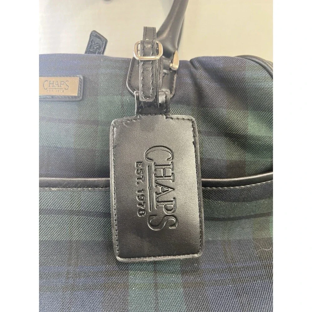 Chaps Ralph Lauren shoulder travel bag Blue Green Black watch Tartan Plaid